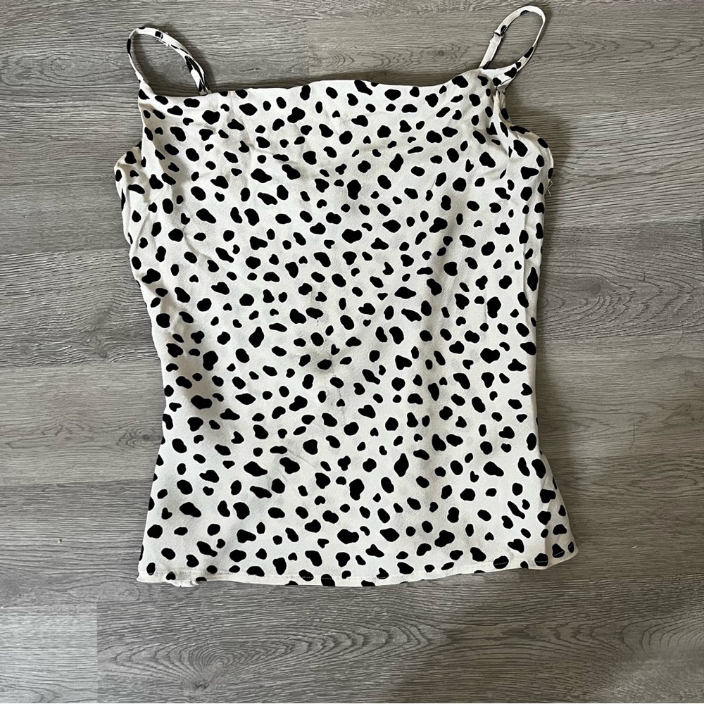 White and Black Leopard Thin Strap Cami